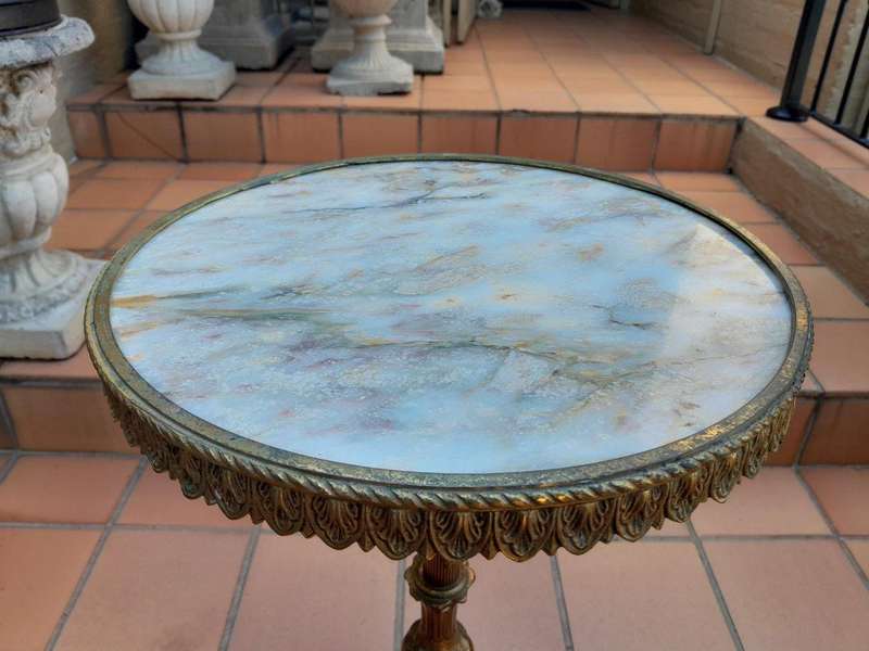 A 20th Century Gilt Metal Table / Wine Table with Marble Top