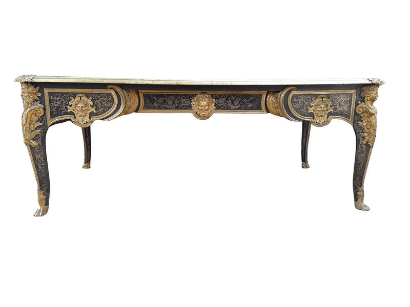 An Exceptional and Rare  20th Century French Style Boulle Bureau Platt / Desk / Writing Table wi...