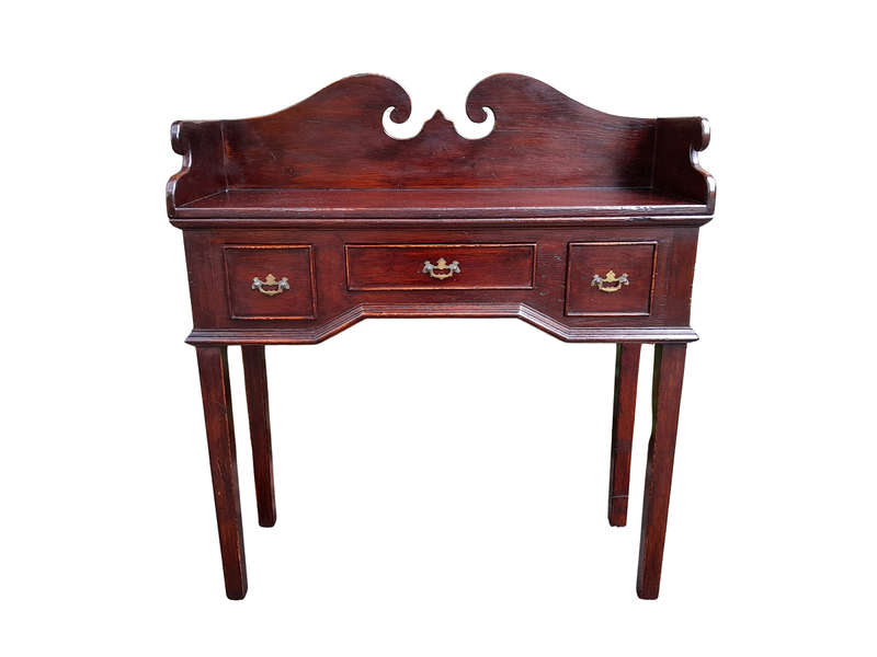 A 20th Century Georgian Style Oak Desk  /  Drinks Table  /  Small Desk With Drawers
