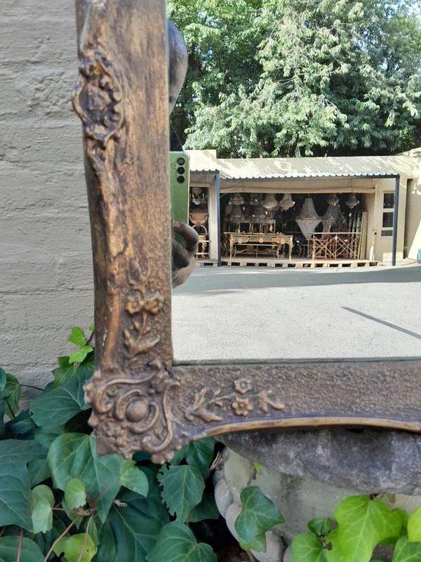 An Antique Ornately Carved and Hand- Painted  Mirror
