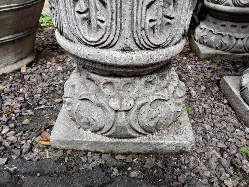 A Pair Of Circa 2005 Aged Concrete Table Bases / Architectural Plinths