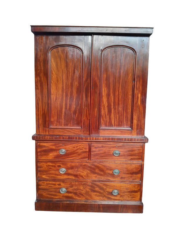 A 20th Century Flame Mahogany Linen Press