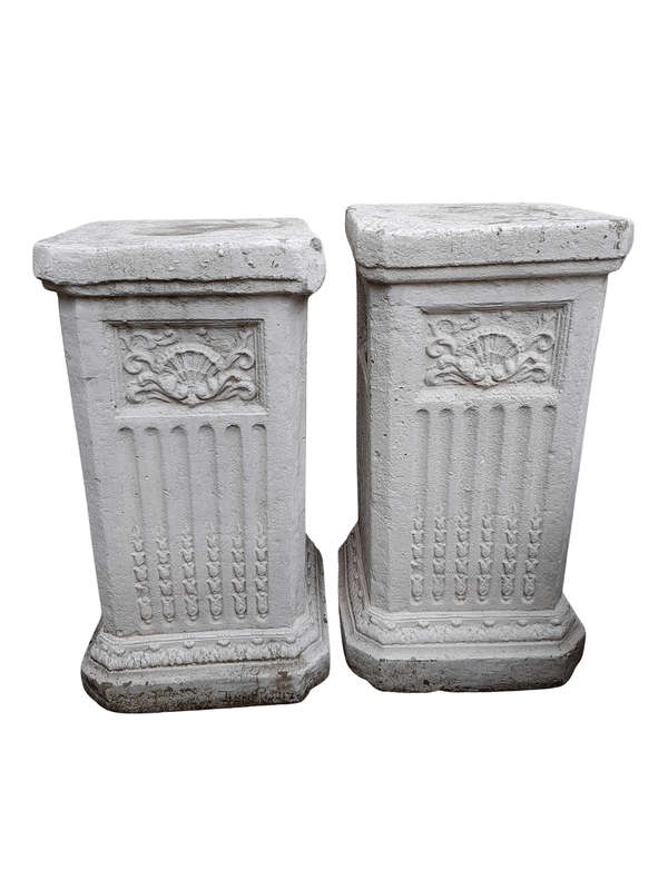 An Aged Pair Of Concrete Table Bases / Plinths