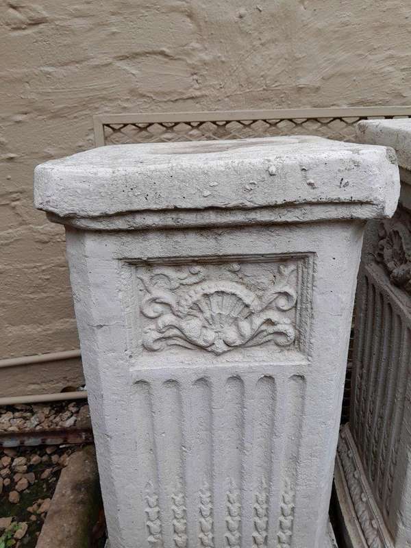An Aged Pair Of Concrete Table Bases / Plinths