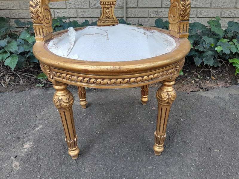 A Pair of French Louis XVI Style Carved and Rattan Chairs