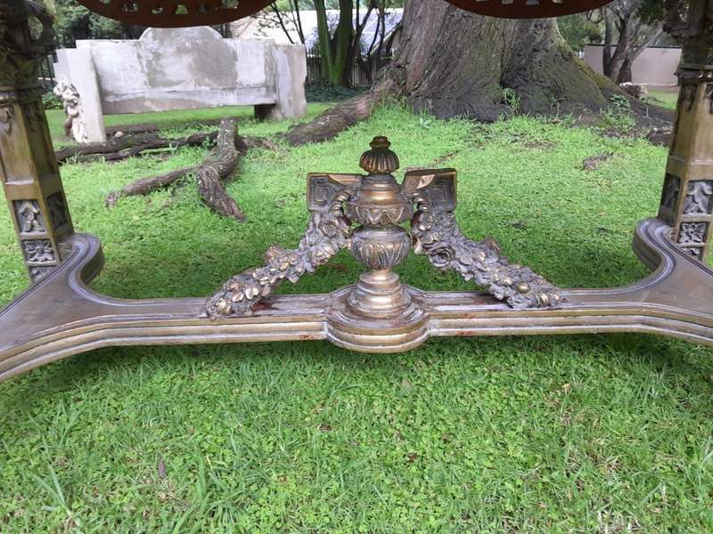 A 20th Century French Style Ornately Carved and Gilded Entrance / Console / Drinks Table with Cre...