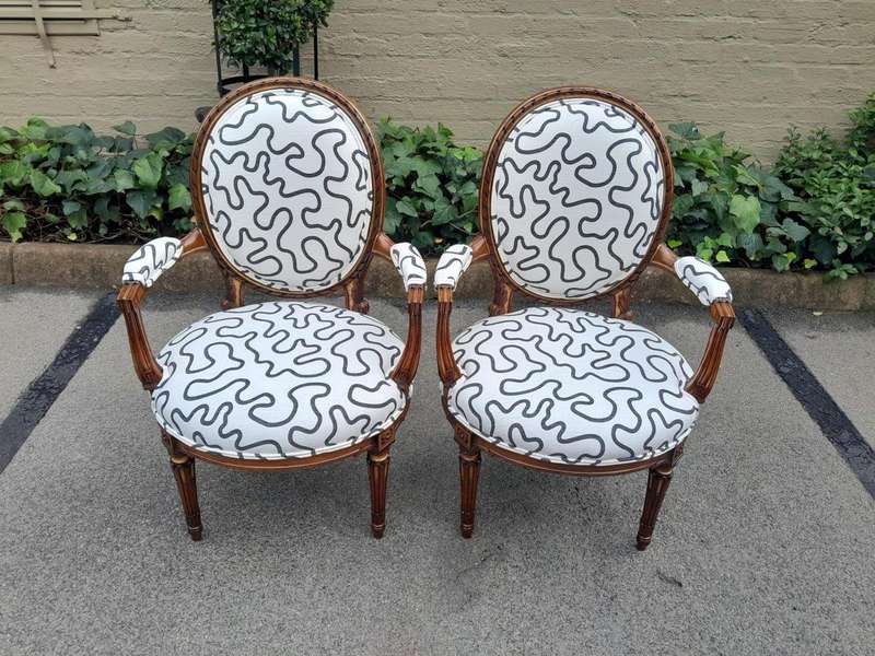 A 20th Century Pair Of French Louis XVI Style Walnut Chairs