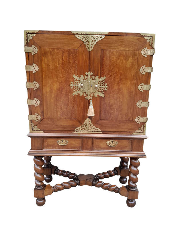 An Antique 19th Century / Circa 1880s Rare Colonial Batavian Cabinet on Stand with Magnificent ...
