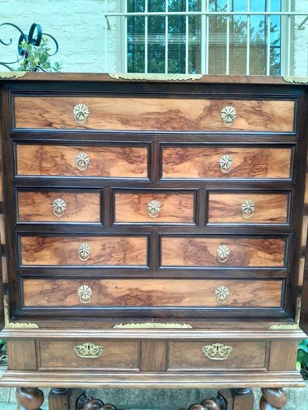 An Antique 19th Century / Circa 1880s Rare Colonial Batavian Cabinet on Stand with Magnificent ...