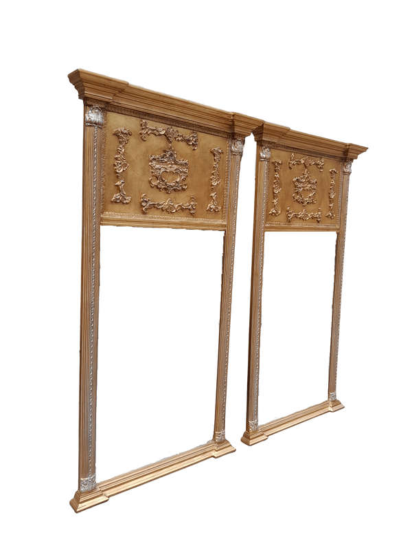 A 20th Century Pair of French Empire Style Giltwood Bevelled Mirrors