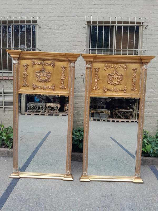 A 20th Century Pair of French Empire Style Giltwood Bevelled Mirrors