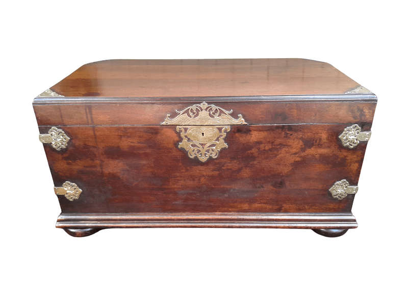 An Antique 20th Century Mahogany Chest with Brass Hardware