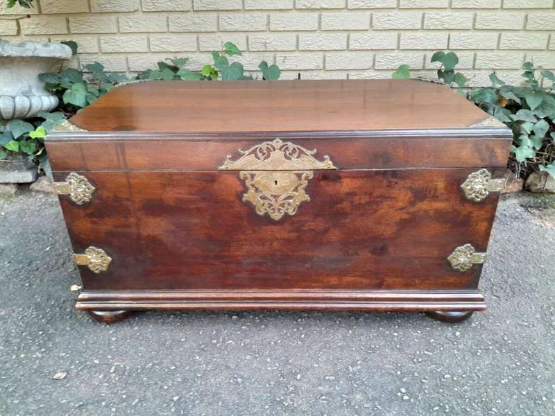 An Antique 20th Century Mahogany Chest with Brass Hardware
