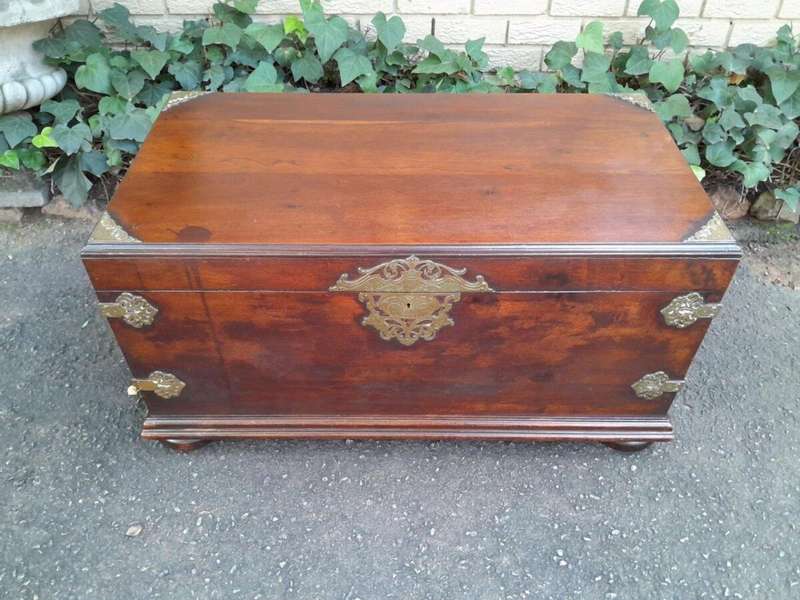 An Antique 20th Century Mahogany Chest with Brass Hardware