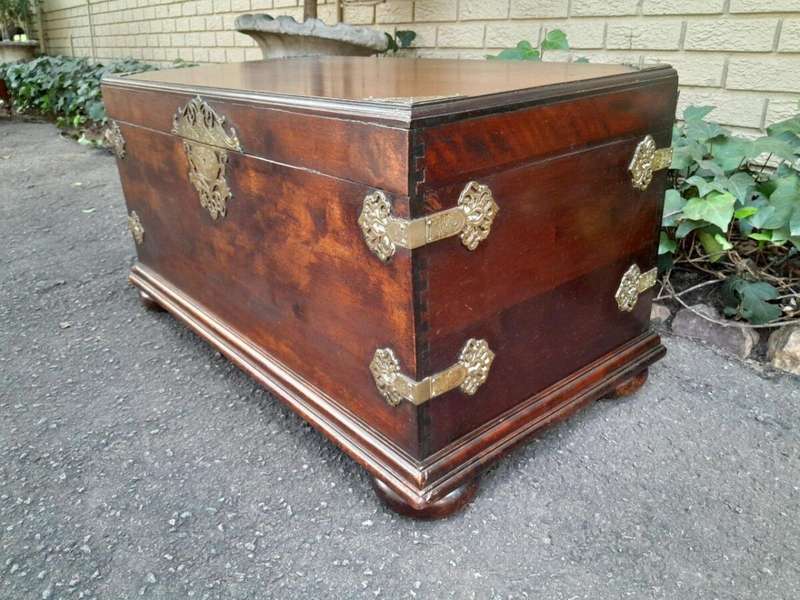 An Antique 20th Century Mahogany Chest with Brass Hardware