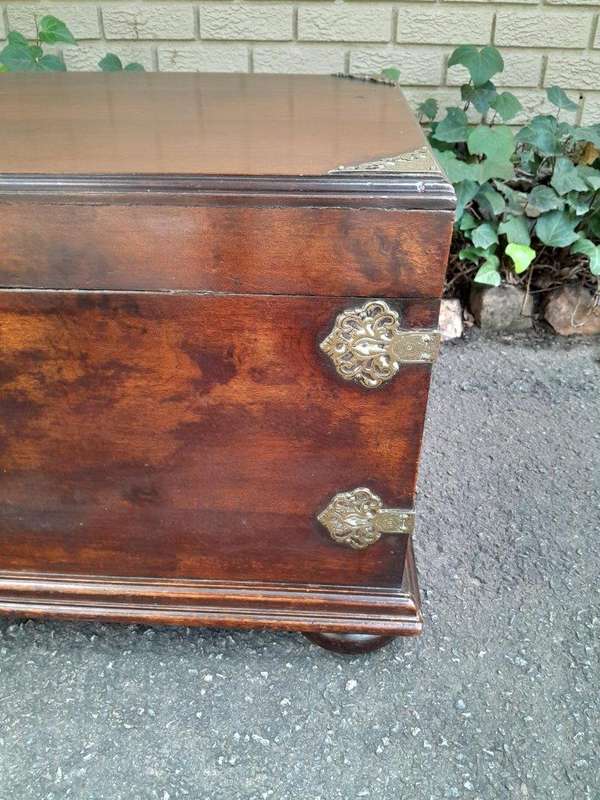 An Antique 20th Century Mahogany Chest with Brass Hardware