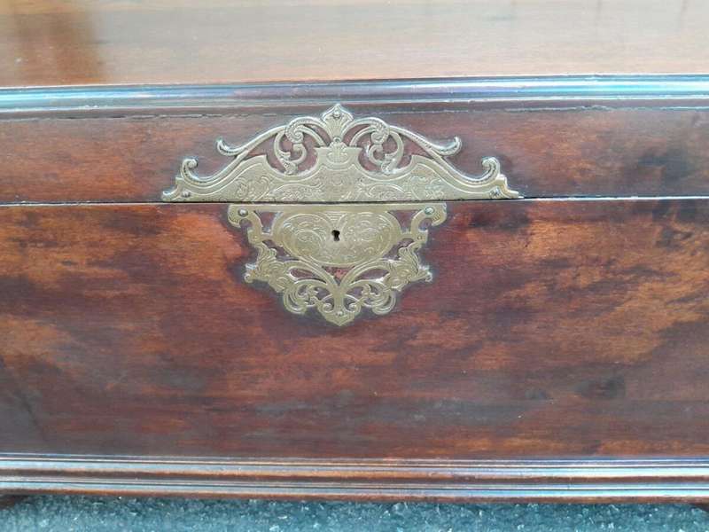 An Antique 20th Century Mahogany Chest with Brass Hardware