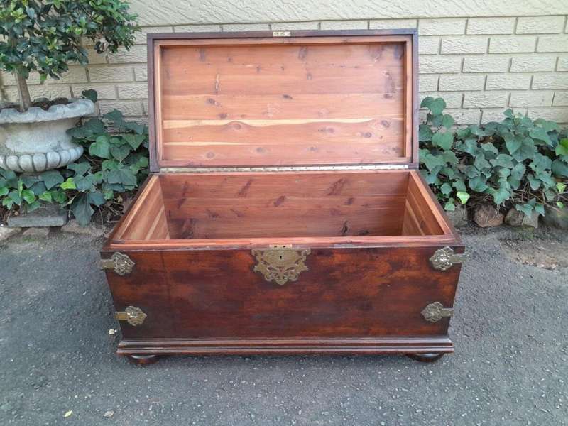 An Antique 20th Century Mahogany Chest with Brass Hardware