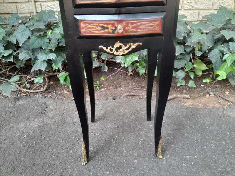 A 20th Century Pair of French Style Boulle Style Ebonised with Gilt Hardware