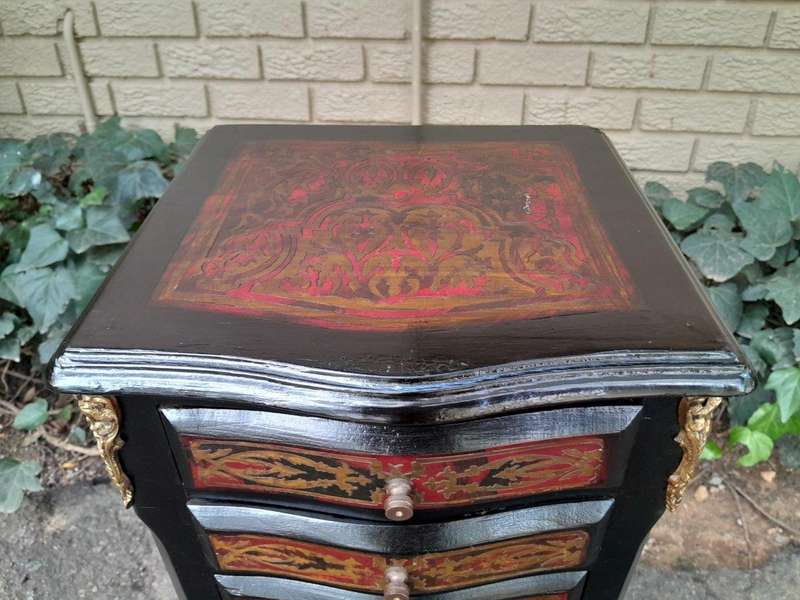 A 20th Century Pair of French Style Boulle Style Ebonised with Gilt Hardware