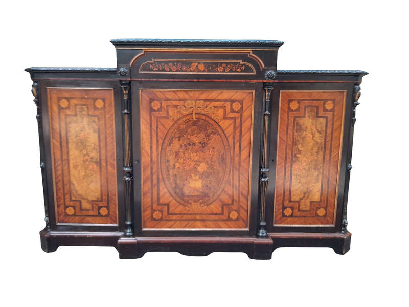 An Antique Victorian Walnut Ebonised with Marquetry and Gilt Edges with Lock and Key