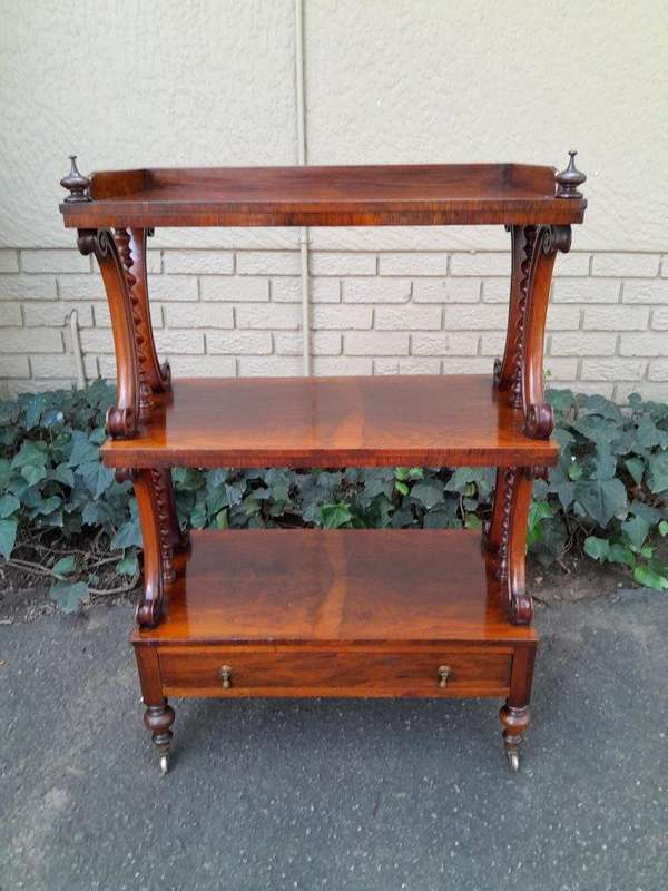 An Antique Circa 1870s Victorian Rosewood Three Tier Drinks Stand 