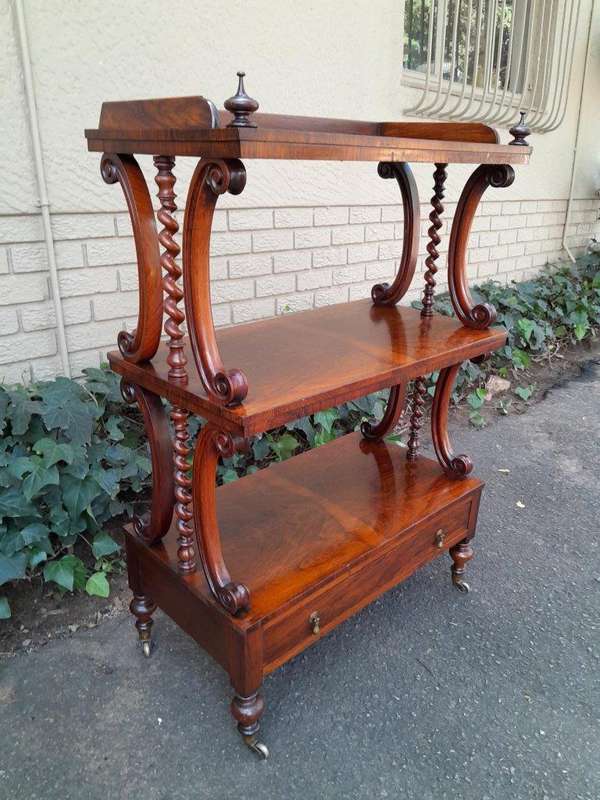 An Antique Circa 1870s Victorian Rosewood Three Tier Drinks Stand 