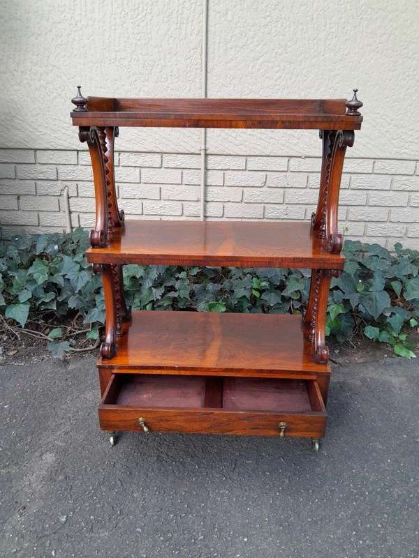 An Antique Circa 1870s Victorian Rosewood Three Tier Drinks Stand 