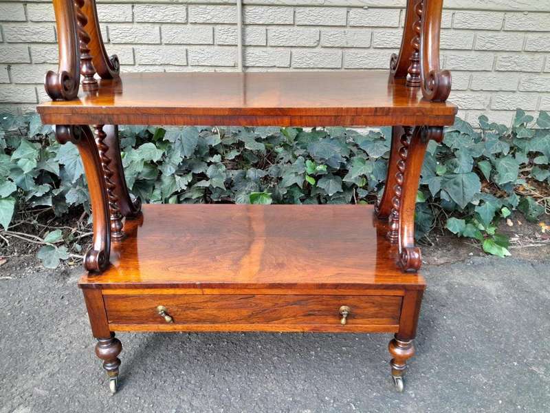 An Antique Circa 1870s Victorian Rosewood Three Tier Drinks Stand 