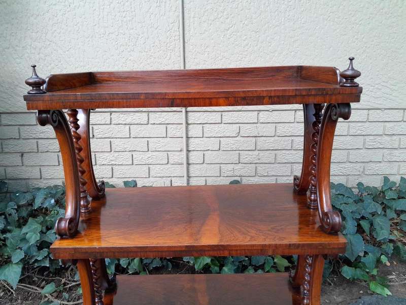 An Antique Circa 1870s Victorian Rosewood Three Tier Drinks Stand 