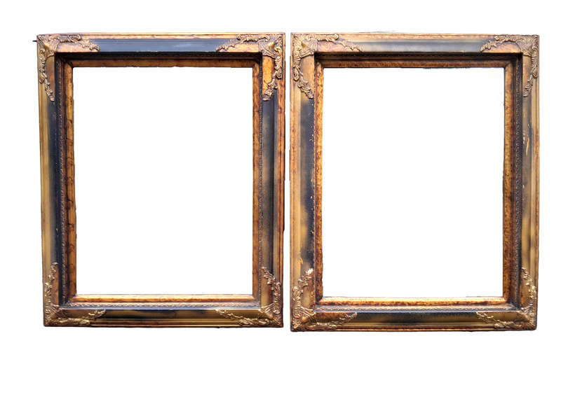 A 20TH Century Pair of Victorian Style Gilt Painted and Walnut Bevelled Mirrors