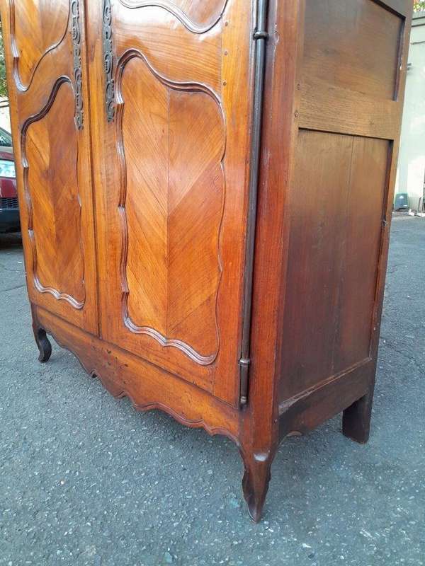 A French 18th Century Country Armoire With Cherrywood / Chestnut Wood With Original Iron Hinges