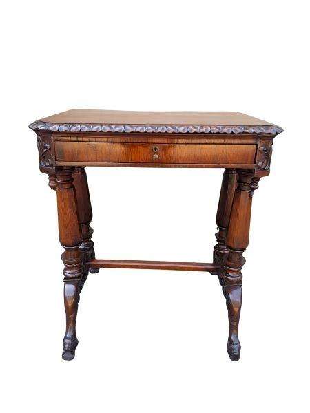 A 20th Century Heavily Carved Table / Side Table With Drawer