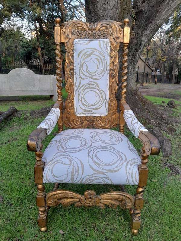 A 20th Century Pair Of Giltwood / Gilded Throne / Arm Chairs