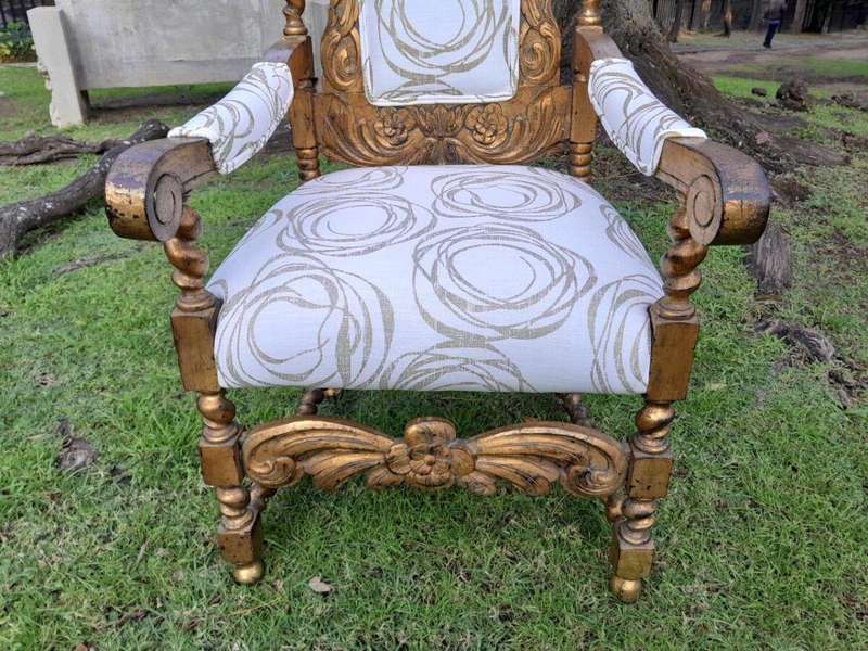 A 20th Century Pair Of Giltwood / Gilded Throne / Arm Chairs