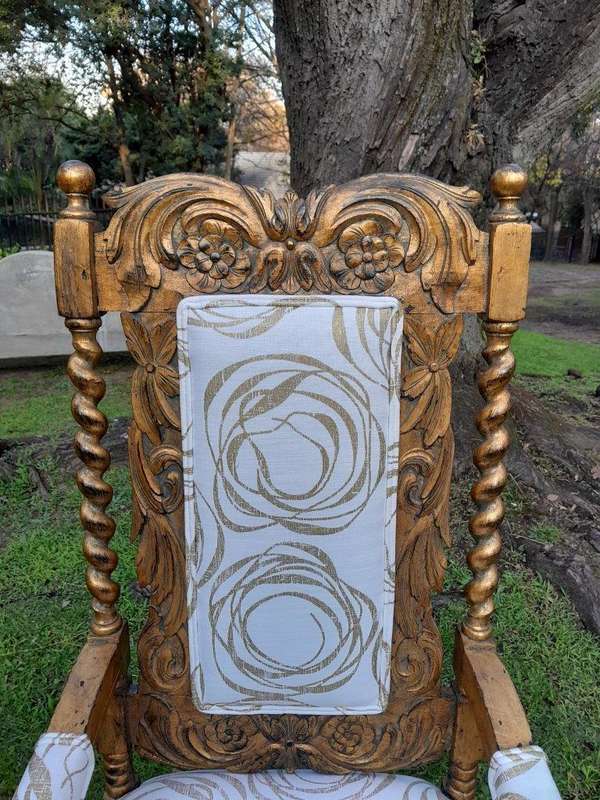 A 20th Century Pair Of Giltwood / Gilded Throne / Arm Chairs