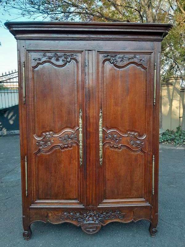 A 19th Century French Carved Oak Armoire  /  Cupboard