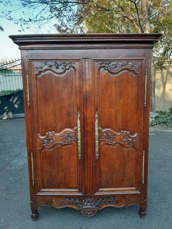 A 19th Century French Carved Oak Armoire  /  Cupboard