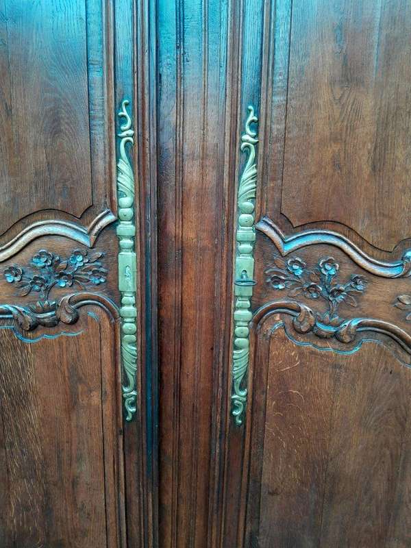A 19th Century French Carved Oak Armoire  /  Cupboard