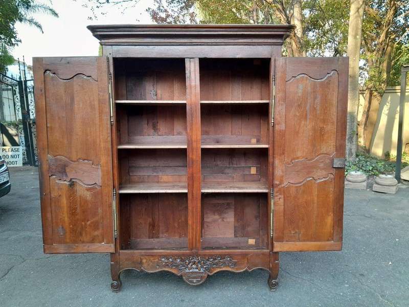 A 19th Century French Carved Oak Armoire  /  Cupboard