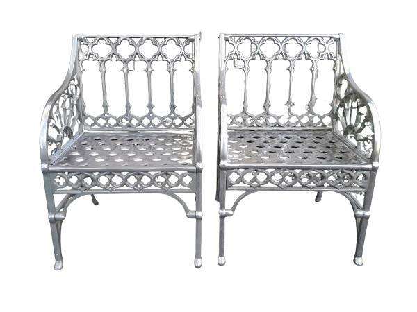 A Pair Of Designer Nickel Armchairs ND