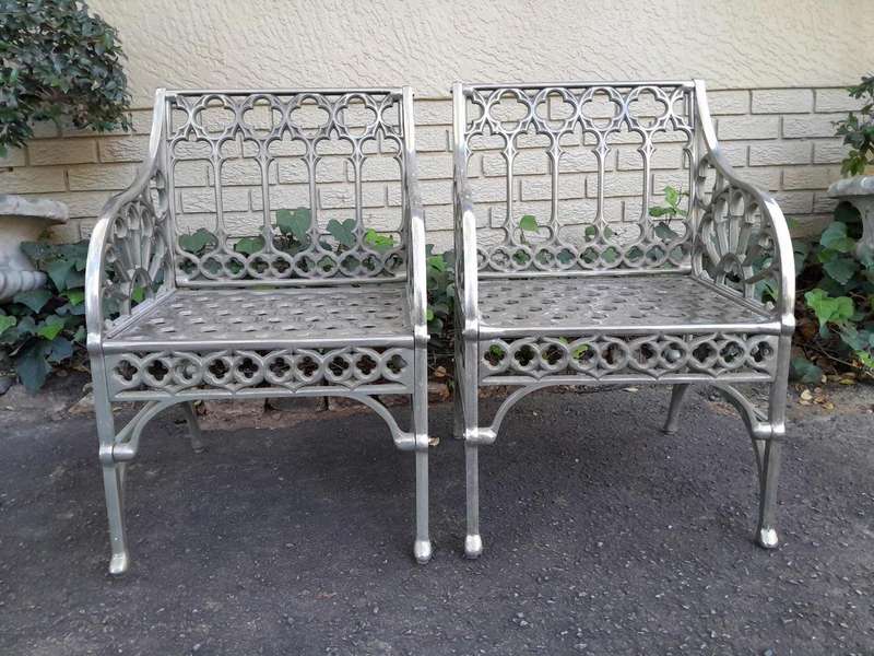 A Pair Of Designer Nickel Armchairs ND