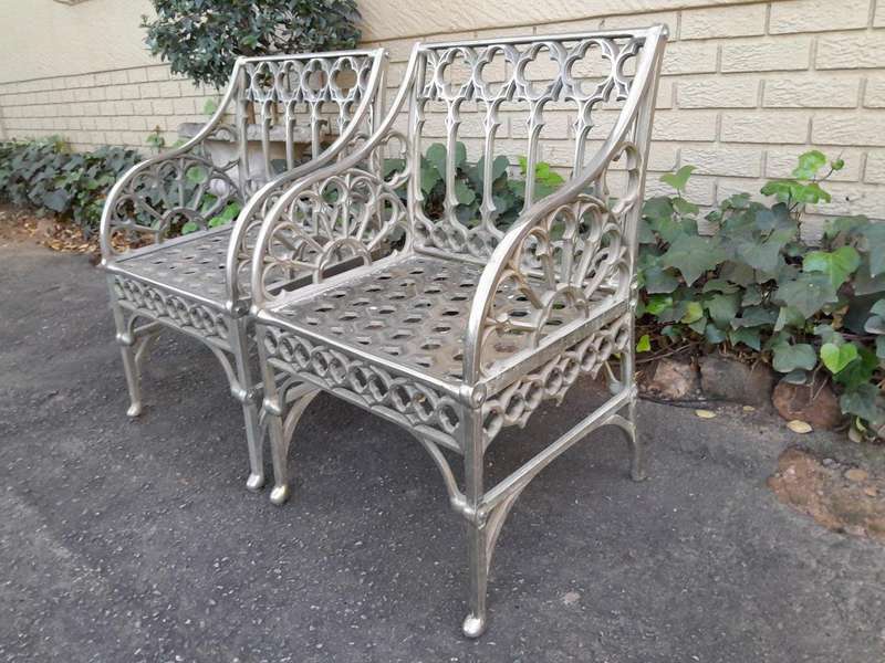 A Pair Of Designer Nickel Armchairs ND