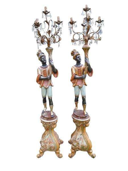 A 20th Century Pair Of Venetian Blackamoor Torchiers