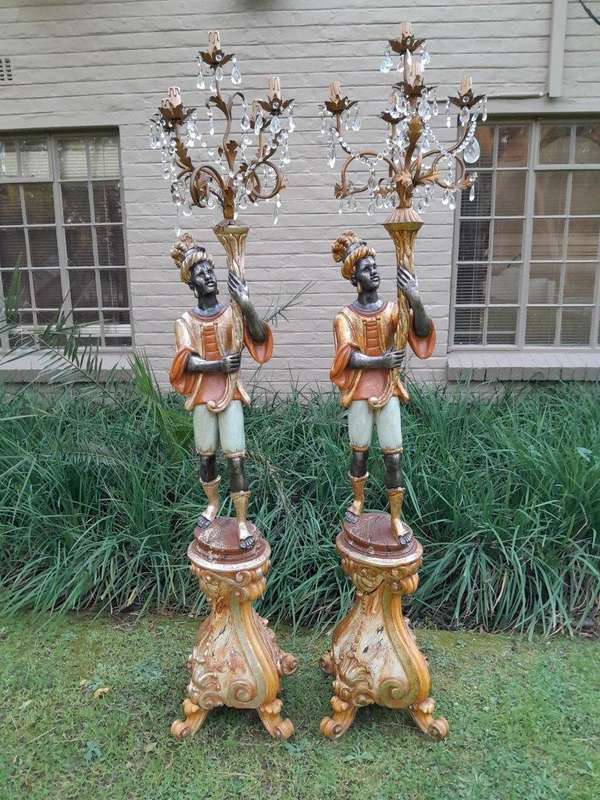 A 20th Century Pair Of Venetian Blackamoor Torchiers
