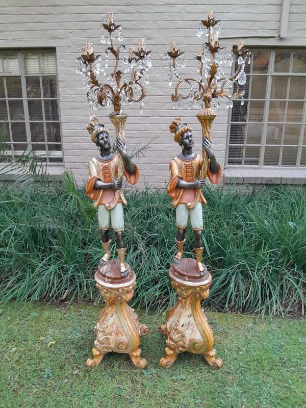 A 20th Century Pair Of Venetian Blackamoor Torchiers