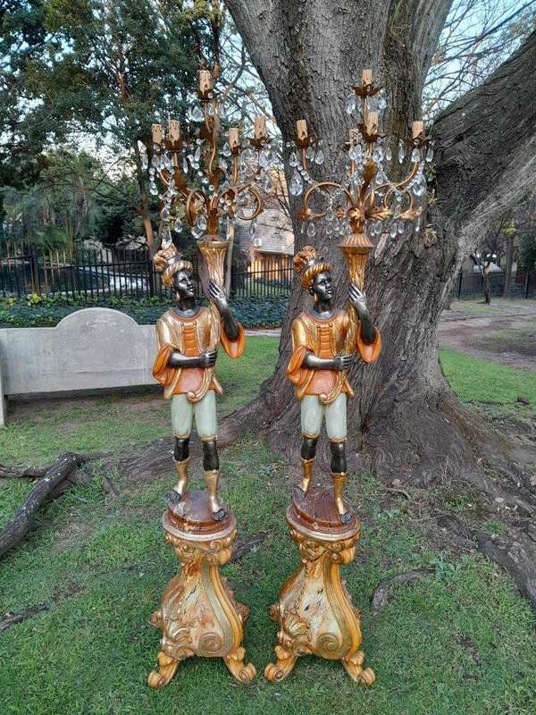 A 20th Century Pair Of Venetian Blackamoor Torchiers