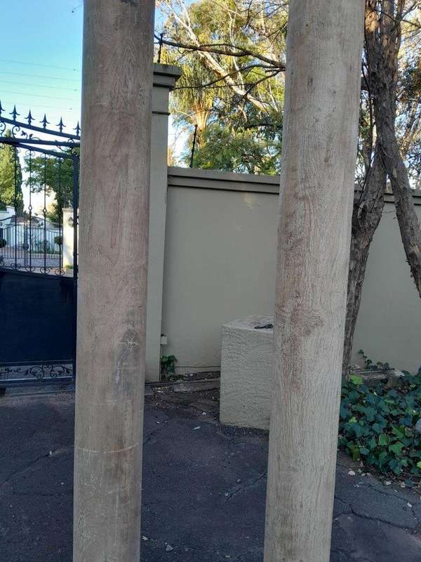 An Antique Pair Of Original Large Teak Wood Pair Of Architectural Wooden Pillars On Carved Stone ...