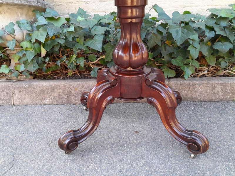 An Antique Victorian Circa / 1880 Walnut Folding Card Table On Original Castors And Black Baize I...