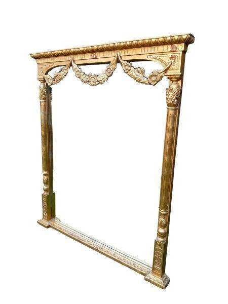 A 20th Century French Style Carved Giltwood Mirror Of Large Proportions